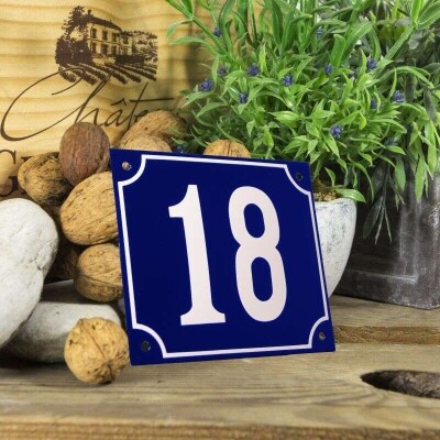 Huisnummerbord groot 'blauw' 18