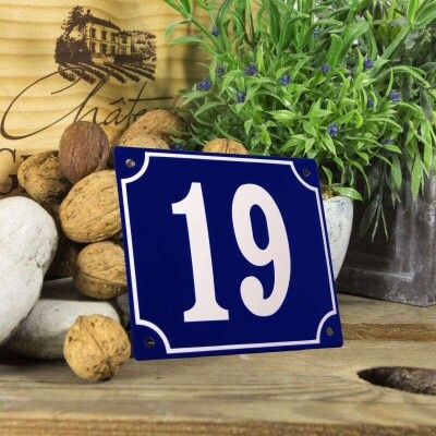 Huisnummerbord groot 'blauw' 19
