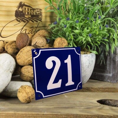 Huisnummerbord groot 'blauw' 21