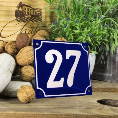 Huisnummerbord groot 'blauw' 27