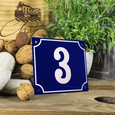Huisnummerbord groot 'blauw' 3