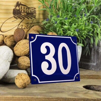 Huisnummerbord groot 'blauw' 30