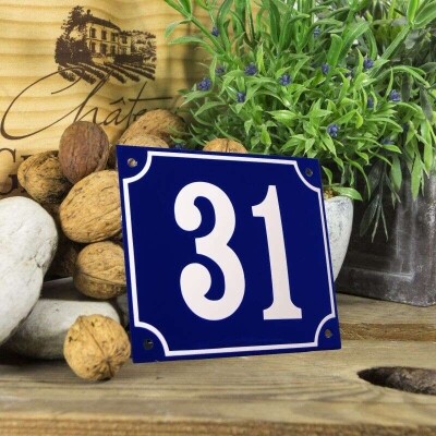 Huisnummerbord groot 'blauw' 31