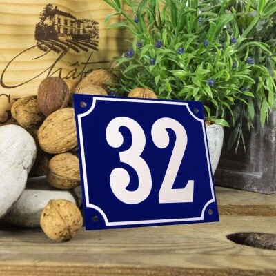 Huisnummerbord groot 'blauw' 32