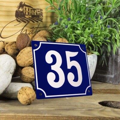 Huisnummerbord groot 'blauw' 35