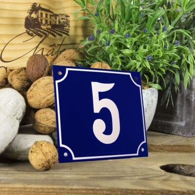 Huisnummerbord groot 'blauw' 5