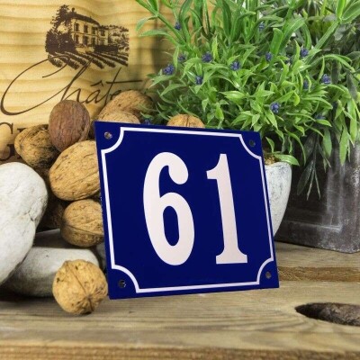 Huisnummerbord groot 'blauw' 61