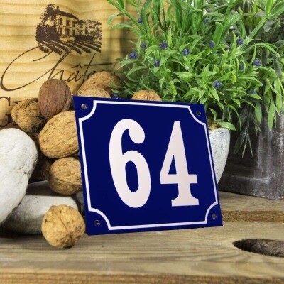 Huisnummerbord groot 'blauw' 64