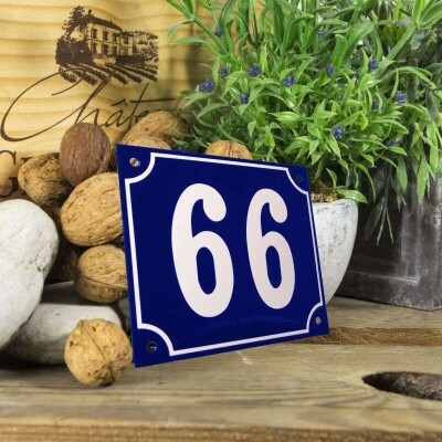 Huisnummerbord groot 'blauw' 66