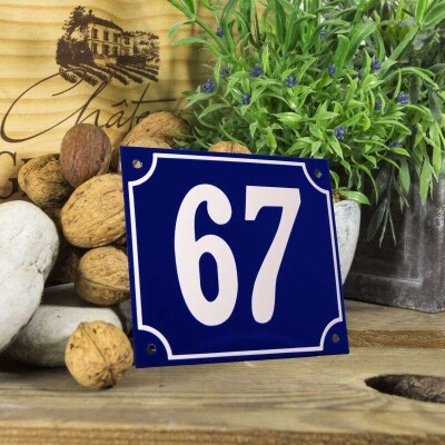 Huisnummerbord groot 'blauw' 67