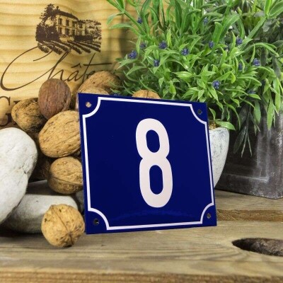 Huisnummerbord groot 'blauw' 8