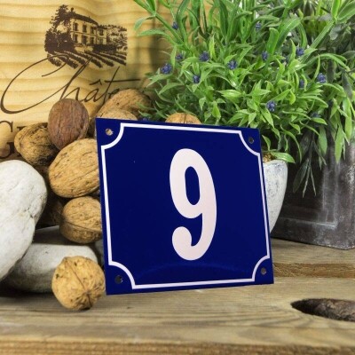 Huisnummerbord groot 'blauw' 9