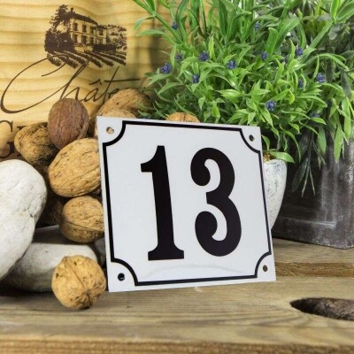 Huisnummerbord groot 'wit' 13
