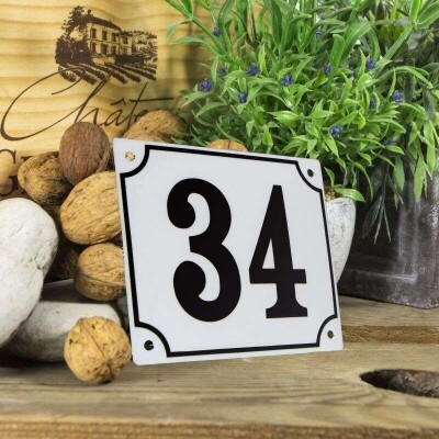 Huisnummerbord groot 'wit' 34