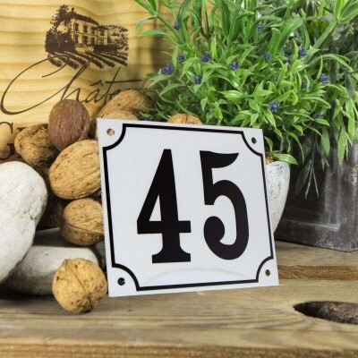 Huisnummerbord groot 'wit' 45