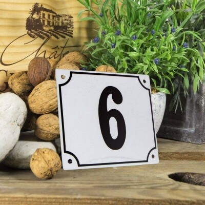 Huisnummerbord groot 'wit' 6