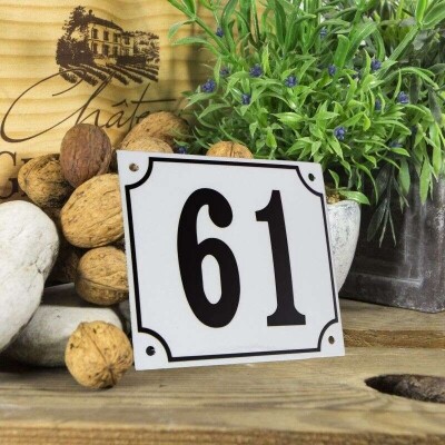 Huisnummerbord groot 'wit' 61