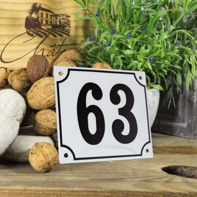 Huisnummerbord groot 'wit' 63