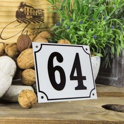 Huisnummerbord groot 'wit' 64