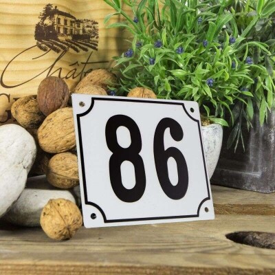 Huisnummerbord groot 'wit' 86
