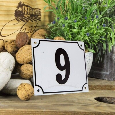 Huisnummerbord groot 'wit' 9