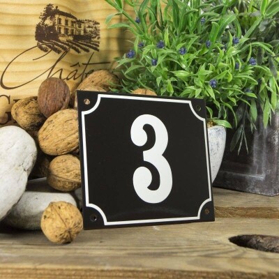 Huisnummerbord groot 'zwart' 3