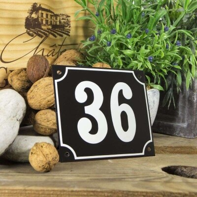 Huisnummerbord groot 'zwart' 36