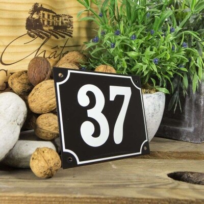 Huisnummerbord groot 'zwart' 37