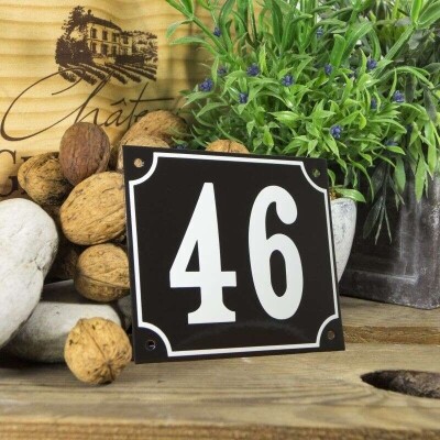 Huisnummerbord groot 'zwart' 46