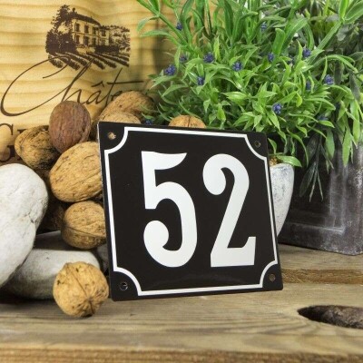 Huisnummerbord groot 'zwart' 52