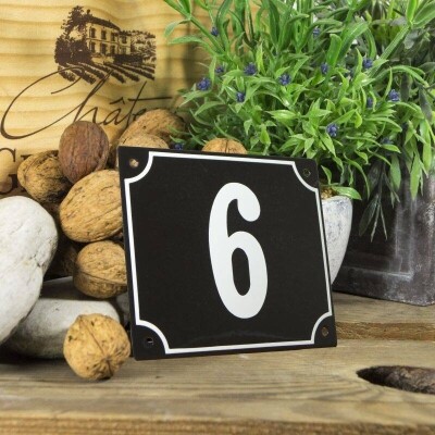 Huisnummerbord groot 'zwart' 6
