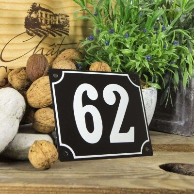 Huisnummerbord groot 'zwart' 62