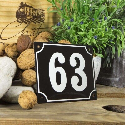 Huisnummerbord groot 'zwart' 63