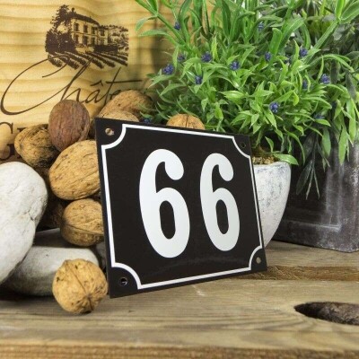 Huisnummerbord groot 'zwart' 66