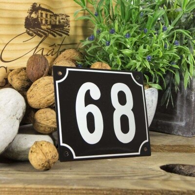 Huisnummerbord groot 'zwart' 68