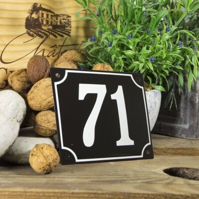 Huisnummerbord groot 'zwart' 71