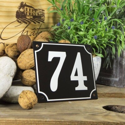 Huisnummerbord groot 'zwart' 74