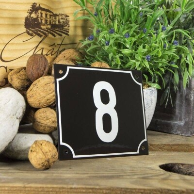 Huisnummerbord groot 'zwart' 8