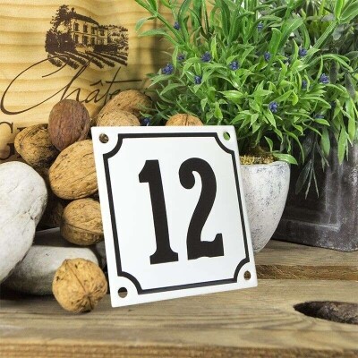 Huisnummerbord klein 'wit' 12