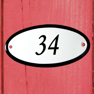 Huisnummerbordje 'ovaal' 34