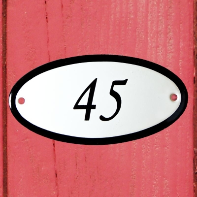 Huisnummerbordje 'ovaal' 45