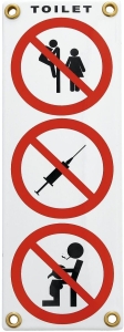 Toiletverbodsbord met 3 pictogrammen